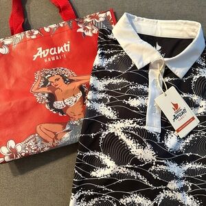 Avanti Black and White Wave Pattern Polo Shirt